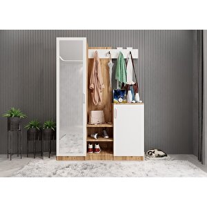Bar 3 Kapaklı Portmanto Çam&beyaz 120 cm