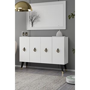 8184km-32dd Konsol,kahve Köşesi̇,ayakkabilik,ofi̇s Evrak Dolabi,mutfak Ki̇ler Dolabi,tv Üni̇tesi̇-BEYAZ-SİYAH-ALTIN Beyaz-Altın