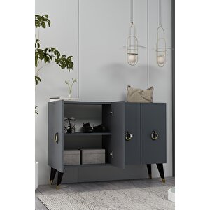 8184km-32dd Konsol,kahve Köşesi̇,ayakkabilik,ofi̇s Evrak Dolabi,mutfak Ki̇ler Dolabi,tv Üni̇tesi̇ ANTRASİT-SİYAH-ALTIN Antrasit