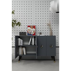 8184km-32dd Konsol,kahve Köşesi̇,ayakkabilik,ofi̇s Evrak Dolabi,mutfak Ki̇ler Dolabi,tv Üni̇tesi̇ ANTRASİT-SİYAH-ALTIN