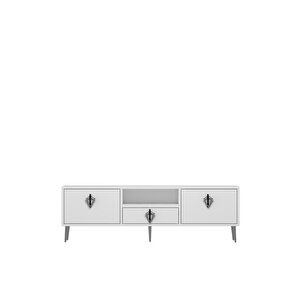 1311dropdd-32 Tv Sehpasi BEYAZ-SİYAH-GÜMÜŞ Beyaz-Gümüş