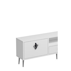 1311dropdd-32 Tv Sehpasi BEYAZ-SİYAH-GÜMÜŞ