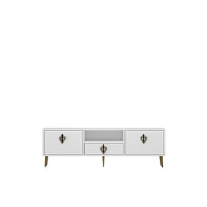 1311dropdd-32 Tv Sehpasi BEYAZ-SİYAH-ALTIN Beyaz-Altın