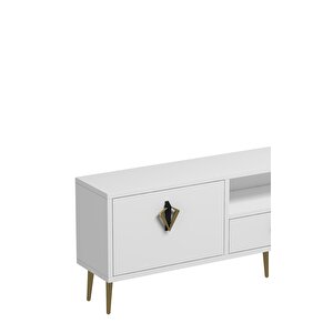 1311dropdd-32 Tv Sehpasi BEYAZ-SİYAH-ALTIN