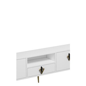 1311dropdd-32 Tv Sehpasi BEYAZ-SİYAH-ALTIN