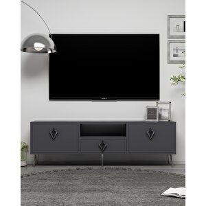 1311dropdd-32 Tv Sehpasi ANTRASİT-SİYAH-GÜMÜŞ Antrasit Gümüş