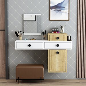 Hira Aynalı 3 Çekmeceli 1 Dolaplı Makyaj Masası Safirmeşe