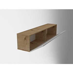 Mobiga Perna Duvara Monte Tv Sehpası  Safirmeşe Gövde Beyaz Kapaklı 150 Cm