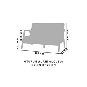Favela Bohem Üçlü Berjer Natürel Ahşap, Gri