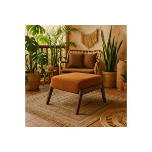 Pavia Puf Ceviz Ahşap, Hardal Ofis, Balkon, Kafe, Bahçe, Salon Mobilyası Hardal