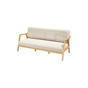 Sevilla Bohem Üçlü Kanepe Natürel Ahşap, Sütlü Kahve