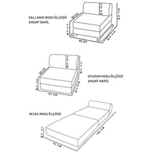 Meira Sallanır Tek Kişilik Katlanır Yataklı Koltuk, Gri