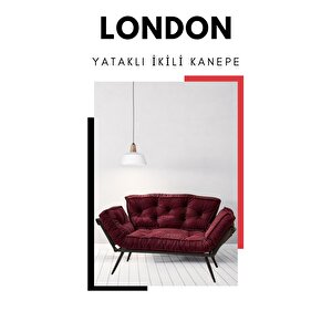 London Signature Edition | Yatak Olabilen Mekanizmalı İkili Kanepe | Uzun Ömürlü Koltuk Mor