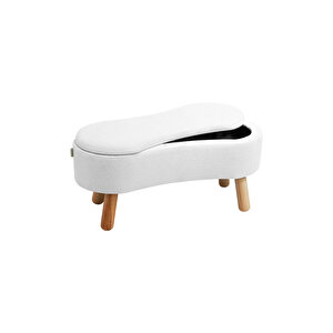 Scala Sandıklı Bohem Ahşap Ayaklı Puf/bench, Kırık Beyaz Kırık Beyaz