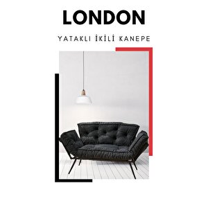 London Signature Edition | Yatak Olabilen Mekanizmalı İkili Kanepe | Uzun Ömürlü Koltuk Füme