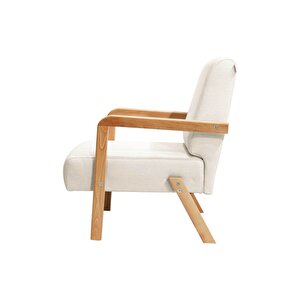 Bahama Bohem Ahşap Berjer, Açık Krem