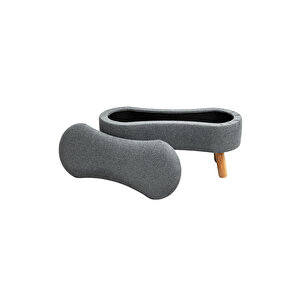 Scala Sandıklı Bohem Ahşap Ayaklı Puf/bench, Gri Gri