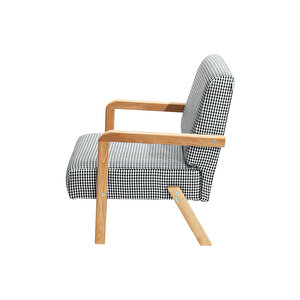 Bahama Bohem Ahşap Berjer, Siyah Kazayağı Desenli