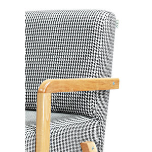 Bahama Bohem Ahşap Berjer, Siyah Kazayağı Desenli