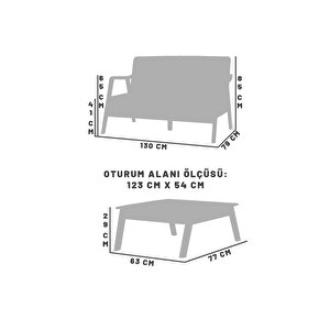 Favela Bohem Çay Seti Natürel Ahşap, Sütlü Kahve (1 Adet Iki̇li̇ Berjer 1 Adet Sehpa)