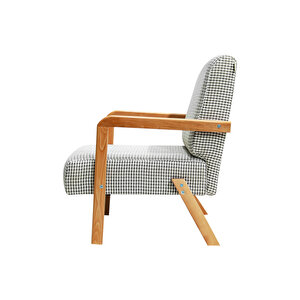 Bahama Bohem Ahşap Berjer, Kahverengi Kazayağı Desenli