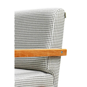 Bahama Bohem Ahşap Berjer, Kahverengi Kazayağı Desenli