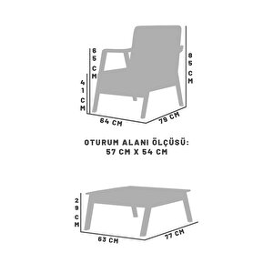 Favela Bohem Çay Seti Natürel Ahşap, Hardal (1 Adet Tekli̇ Berjer 1 Adet Sehpa)