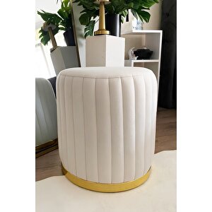 Long Line Puf, Kırık Beyaz Gold