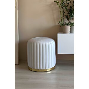 Long Line Puf, Kırık Beyaz Gold