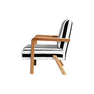 Bahama Bohem Ahşap Berjer, Siyah/beyaz Çizgili