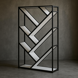 Sckt-072 Bobaldi Modern 6 Raflı Çok Amaçlı Kitaplık Metal Detaylı Düzenleyici