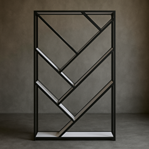Sckt-072 Bobaldi Modern 6 Raflı Çok Amaçlı Kitaplık Metal Detaylı Düzenleyici