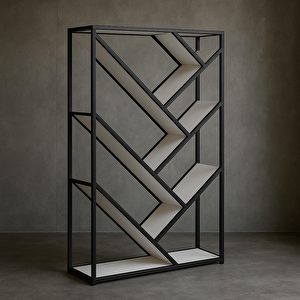 Sckt-072 Bobaldi Modern 6 Raflı Çok Amaçlı Kitaplık Metal Detaylı Düzenleyici