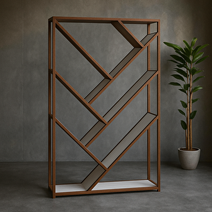 Sckt-072 Bobaldi Modern 6 Raflı Çok Amaçlı Kitaplık Metal Detaylı Düzenleyici