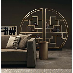 Sckt-075 Knochi Dekoratif Metal Detaylı Kitaplık Çok Amaçlı Raf Modern Düzenleyici Dolap Raf