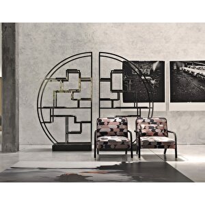 Sckt-075 Knochi Dekoratif Metal Detaylı Kitaplık Çok Amaçlı Raf Modern Düzenleyici Dolap Raf
