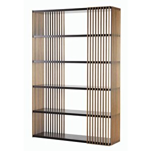Sckt-068 Zelya Dekoratif 5 Katlı Raf Çok Amaçlı Kitaplık Dolap Metal Detaylı Kitaplık