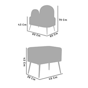 Petra Çay Seti, Kırık Beyaz (1 Adet Tekli̇ Berjer 1 Adet Puf)