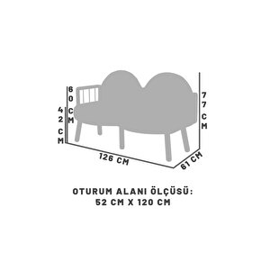 Tosca Bohem Ikili Berjer Ceviz Ahşap, Kırık Beyaz