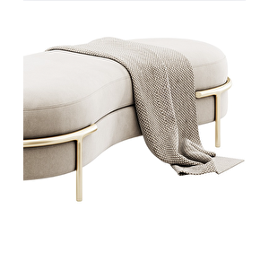 Scpf-104 Tuya Modern Metal Ayaklı Puf Bench Rahat Lobi Koltuğu Kanepesi