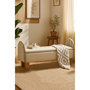 Lorenzo Sandıklı Puf/bench Kırık Beyaz-desenli Kumaş