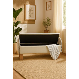 Lorenzo Sandıklı Puf/bench Kırık Beyaz-desenli Kumaş