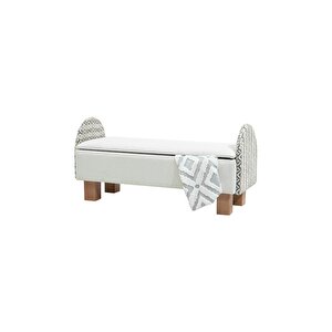 Lorenzo Sandıklı Puf/bench Kırık Beyaz-desenli Kumaş