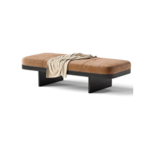 Scpf-119 Orlena Modern Ahşap Detaylı Puf Bench Yatak Ucu Oturma Bankı Lobi Koltuğu