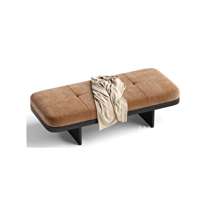 Scpf-119 Orlena Modern Ahşap Detaylı Puf Bench Yatak Ucu Oturma Bankı Lobi Koltuğu