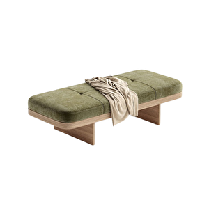 Scpf-119 Orlena Modern Ahşap Detaylı Puf Bench Yatak Ucu Oturma Bankı Lobi Koltuğu