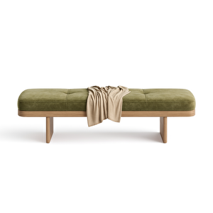 Scpf-119 Orlena Modern Ahşap Detaylı Puf Bench Yatak Ucu Oturma Bankı Lobi Koltuğu