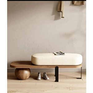 Scpf-113 Marivelle Dekoratif Ayaklı Metal Detaylı Rahat Puf Bench Modern Lobi Koltuğu Yatak Ucu Pufu
