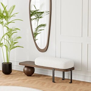 Scpf-113 Marivelle Dekoratif Ayaklı Metal Detaylı Rahat Puf Bench Modern Lobi Koltuğu Yatak Ucu Pufu
