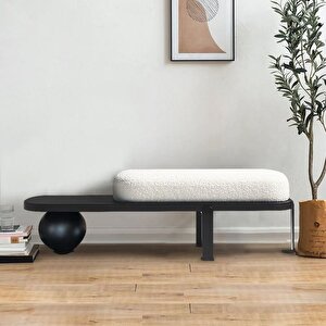 Scpf-113 Marivelle Dekoratif Ayaklı Metal Detaylı Rahat Puf Bench Modern Lobi Koltuğu Yatak Ucu Pufu